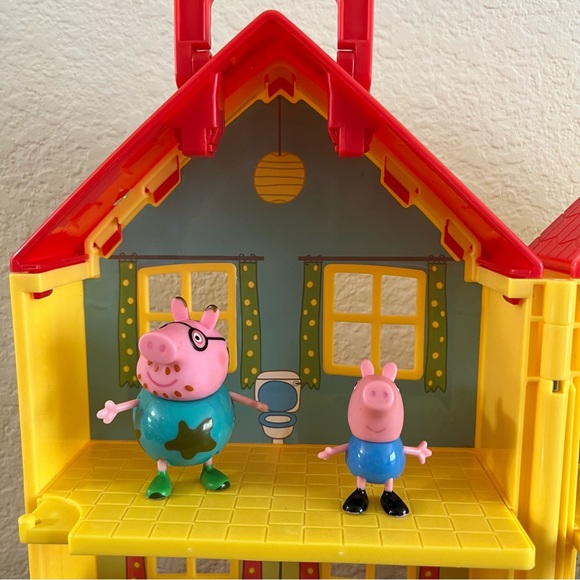 Peppa Pig Fold-n-Carry Playset Yellow House with Car and 8 Figures 2003 - Picture 2 of 8